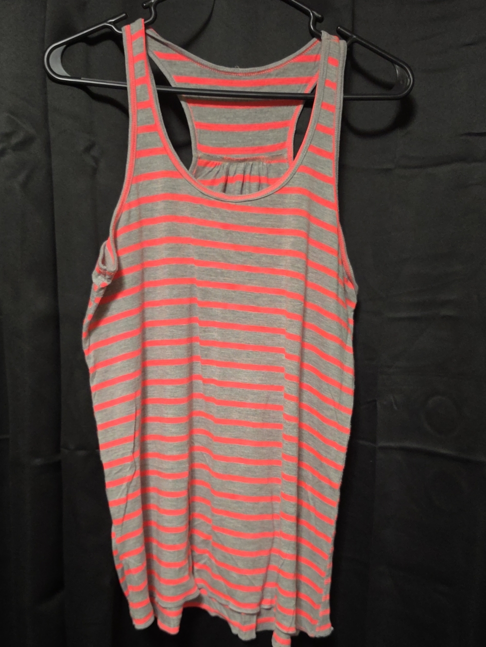 Women’s Striped Racerback Tank Top - Gray & Coral Pink